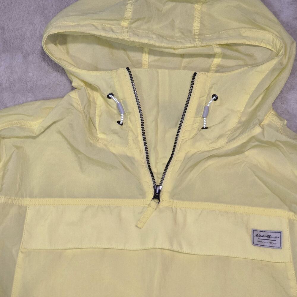 Eddie Bauer Women’s Small Yellow Nylon Half Zip Pullover Windbreaker Hood Jacket - Picture 2 of 12